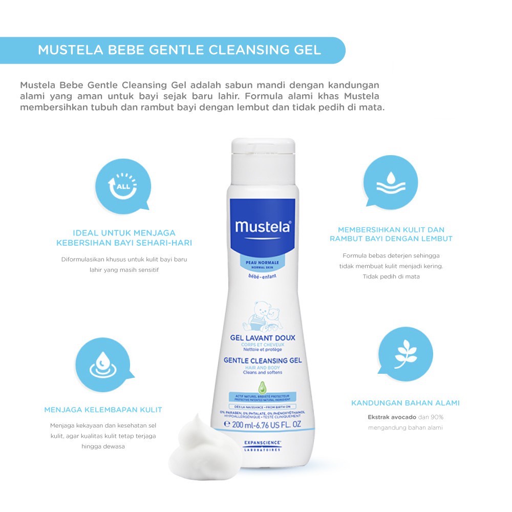 [PROMO] Mustela Gentle Cleansing Gel Hair &amp; Body 200ml