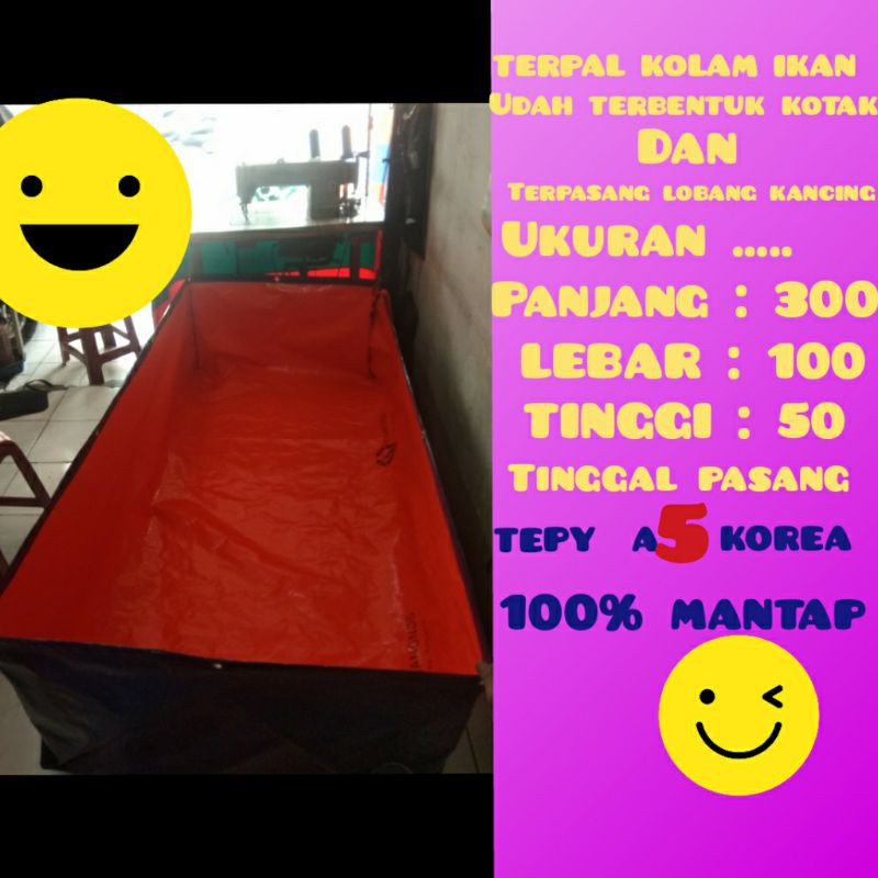 Banting Harga Terpal Kolam Ikan 300x100x50 Tyepe A5 Korea Super  Kualiti  Kolam Ikan Lele aKQzYrMILp8XXw