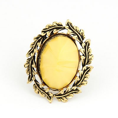 LRC Cincin Korean persoanlity vintage fashion leaf charm opening design rings