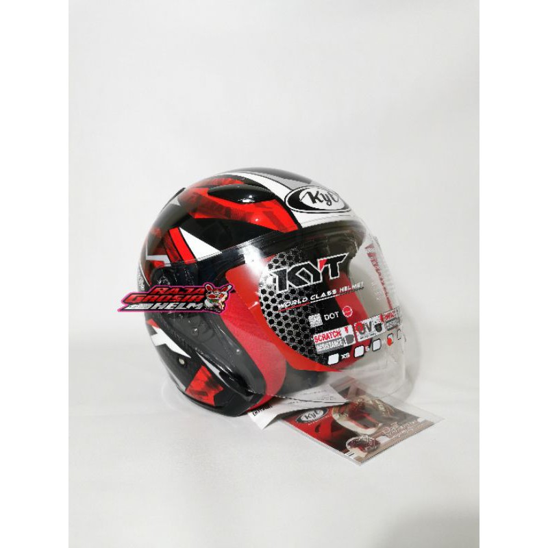 HELK KYT DJ MARU MOTIF SERI 15 BLACK RED HELM TOURING KYT DJMARU MOTIF MURAH ORIGINAL HELM HALF FACE-5