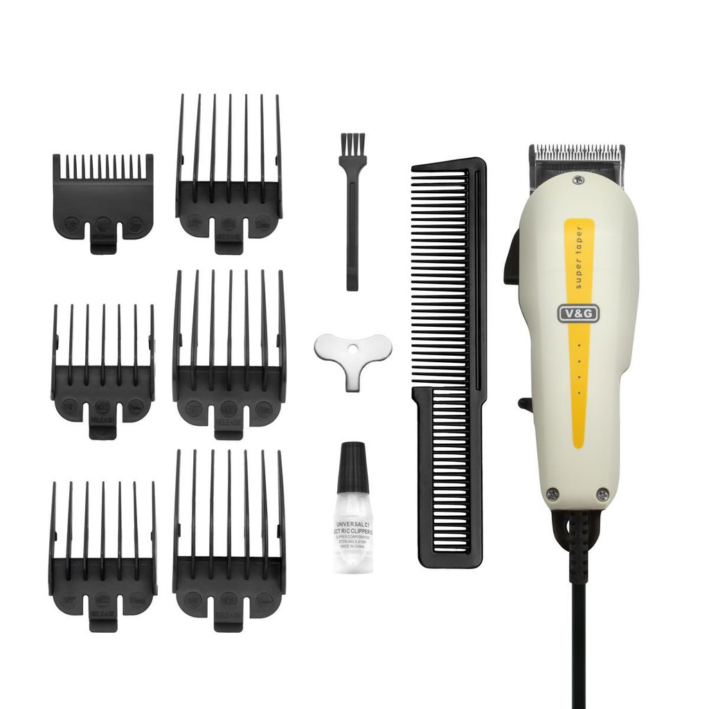 V&amp;G – Super Taper, Professional Corded Hair Clipper – White