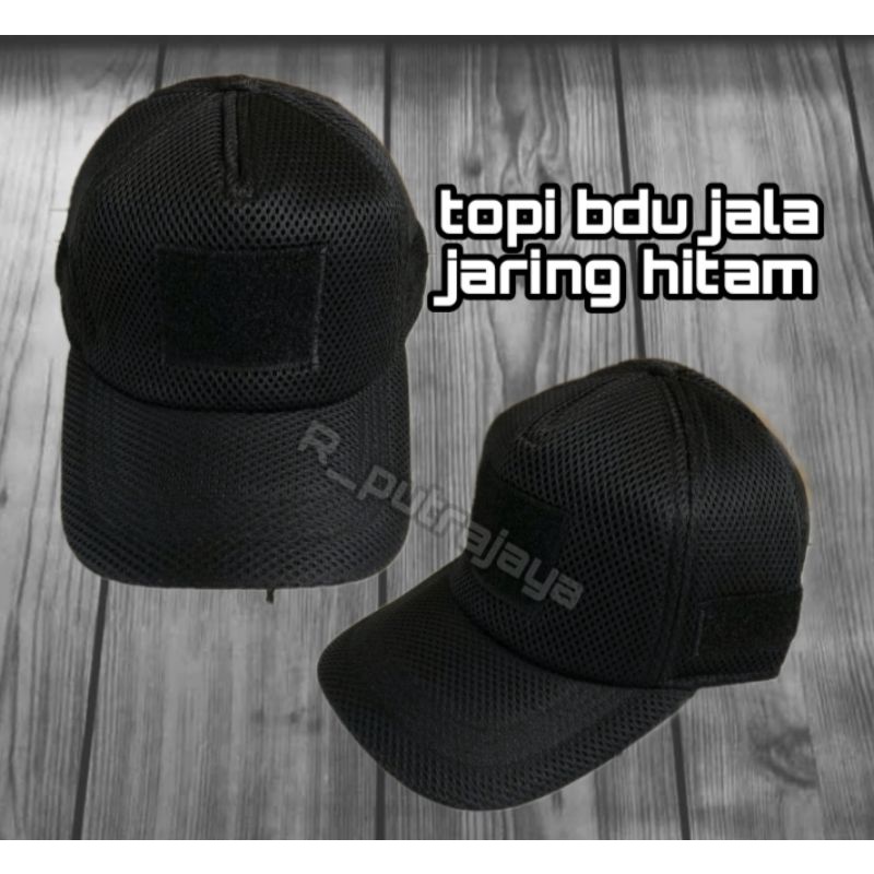 Topi Velcro crem,hitam , hijau TNI POLRI TACTICAL Topi Jaring crem Army