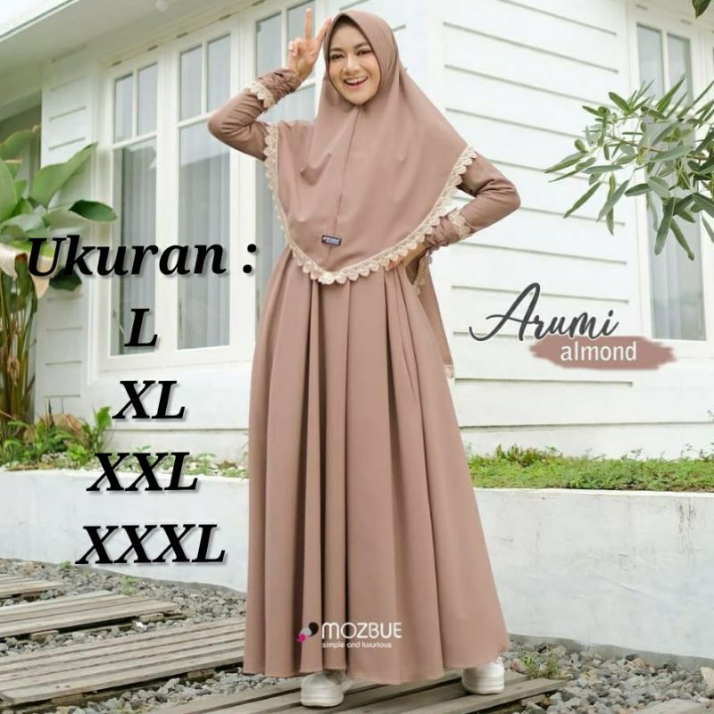 baju gamis wanita dress muslim terbaru ARUMI SYARI GAMIS SYARI UKURAN L XL XXL XXXL GAMIS JUMBO BUS 
