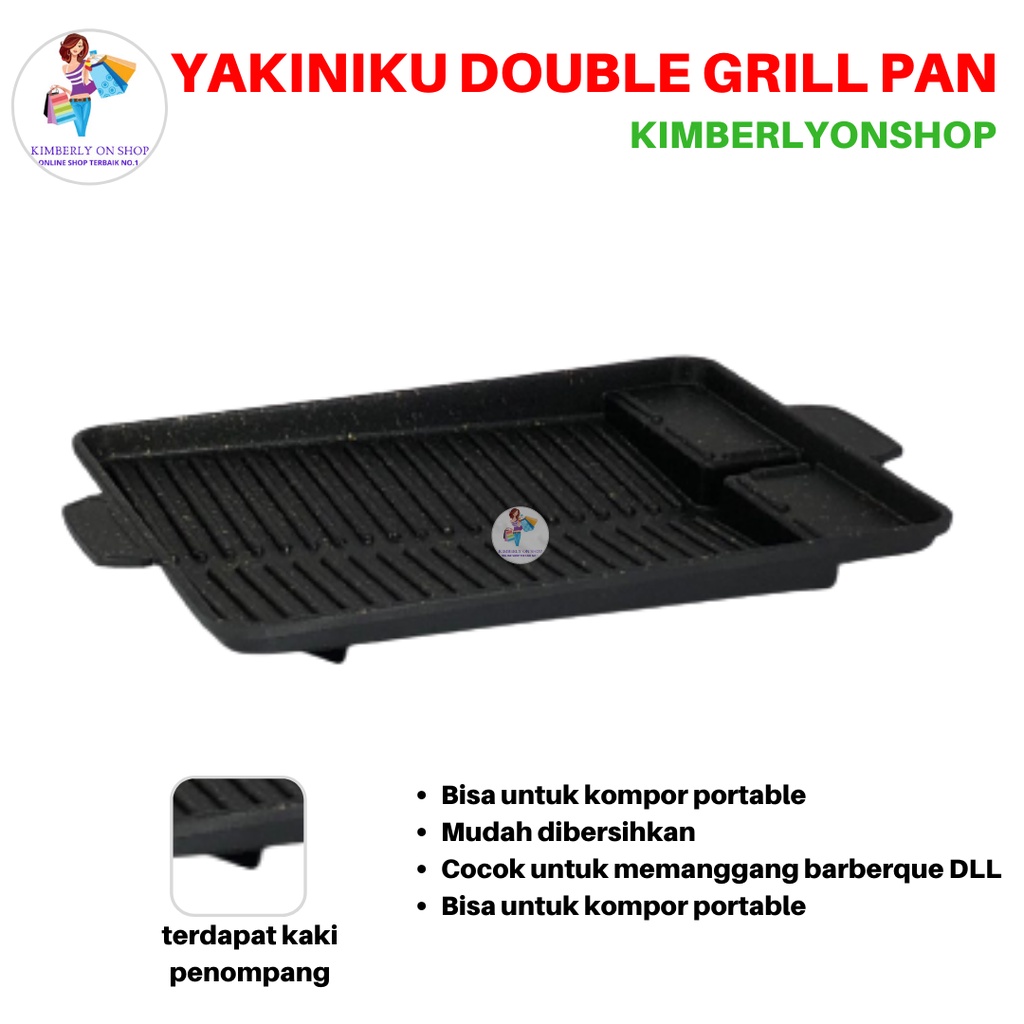 Yakiniku Double Grill Teflon Marble Anti Lengket BBQ grill 37 cm