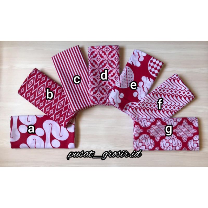 BAHAN BATIK MERAH PUTIH  HALUS 2MTR SENO WAJIK
