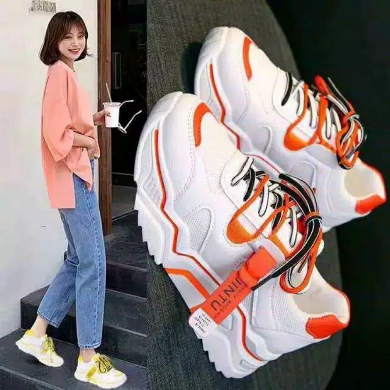 Sepatu wanita fashion korea gts 219,Sepatu cewek JINTU Korea styl fashio,sepatu sneakers cewek putih-2