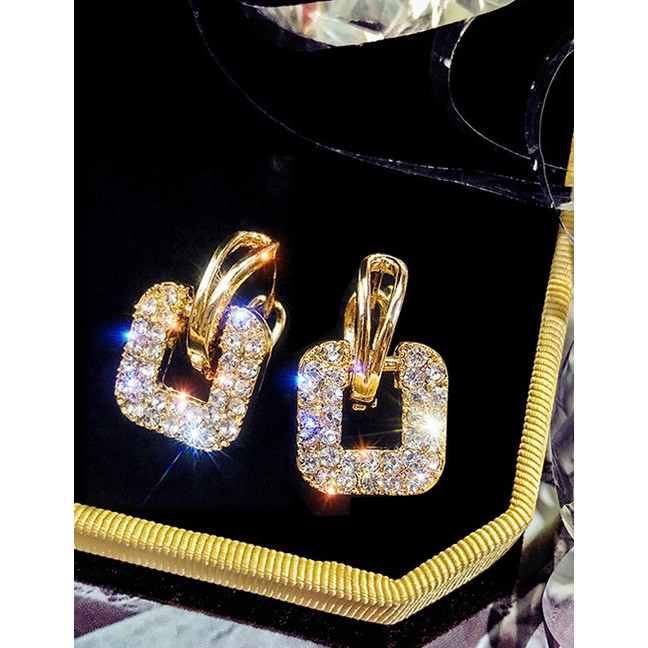 LRC Anting Fashion Earrings Diamond-studded Geometric Alloy V1100X