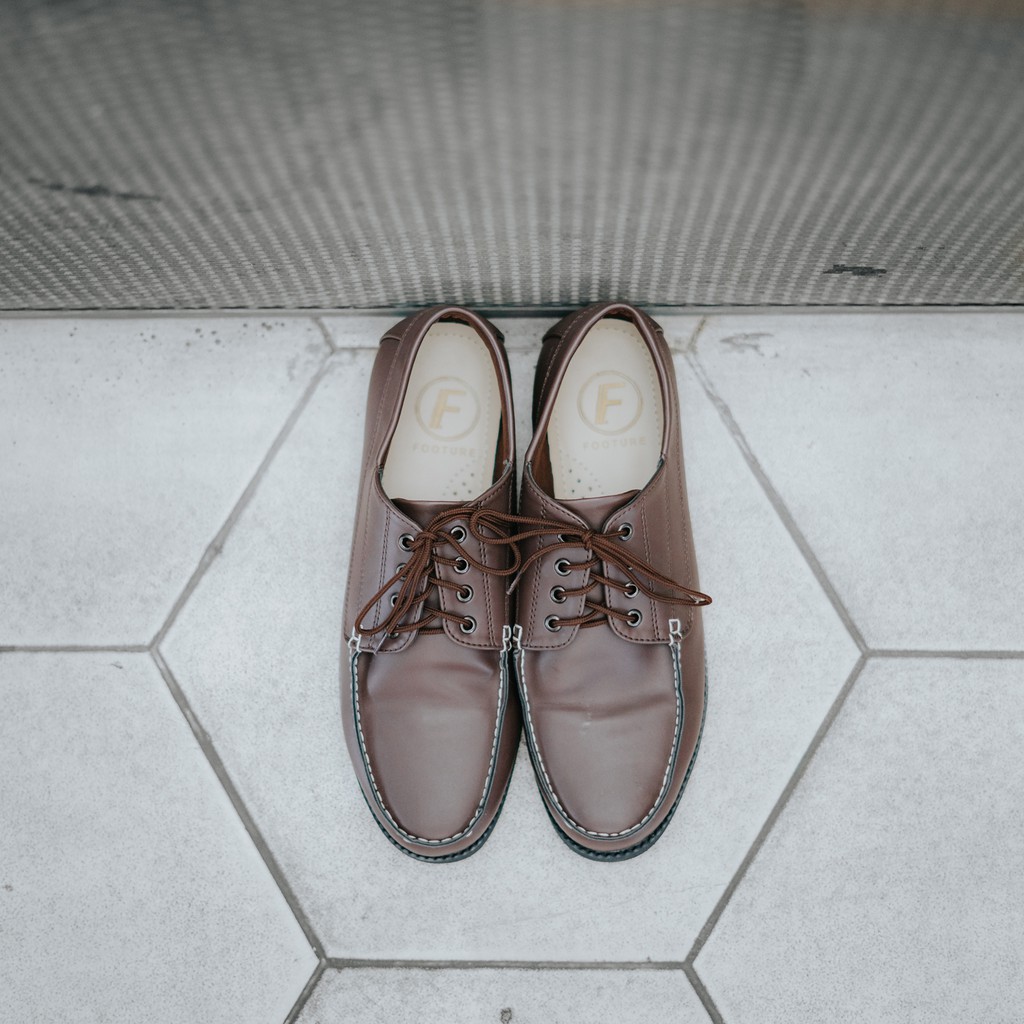 BENOA BROWN |FORIND x Footure| Sepatu Derby Santai Kasual Kerja Kantor Kuliah Pria/Cowok - Laces