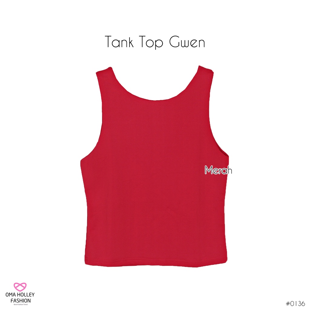 (COD) OH Fashion Tank top Gwen Wanita jewelneck elvz #0136-03-Merah