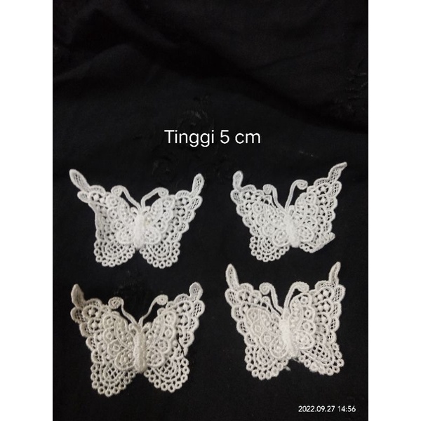 Renda bordir aplikasi kupu kupu