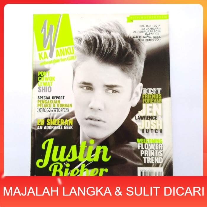 Majalah KAWANKU No.169 Jan 2014 Cover JUSTIN BIEBER Langka