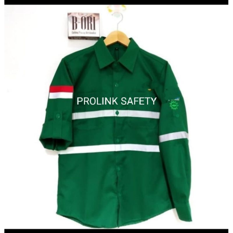 KANCING HIJAU BERLOGO K3 BENDERA SERAGAM BAJU SAFETY ATASAN WEARPACK