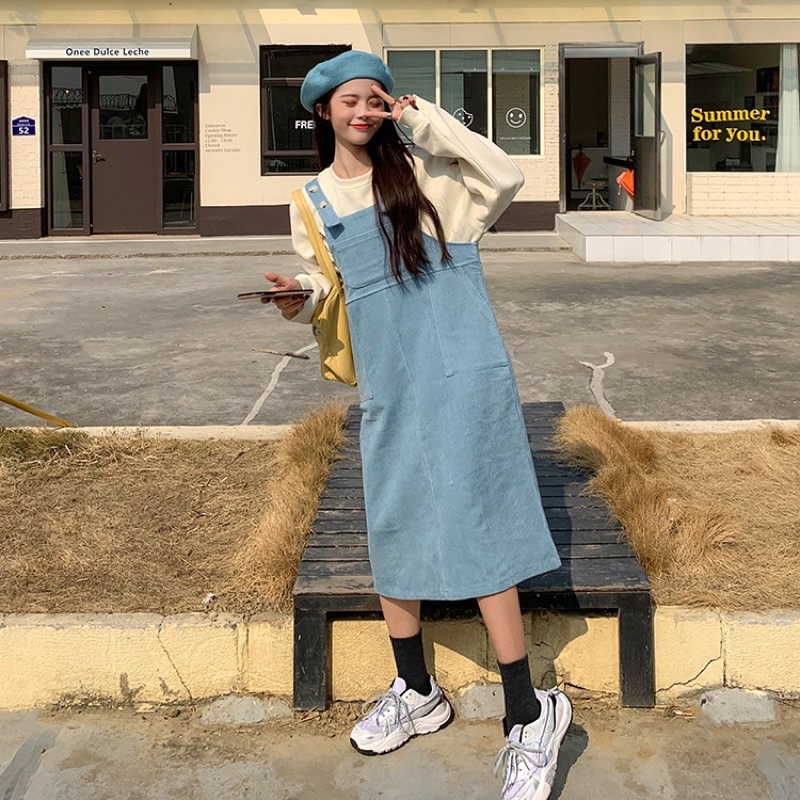 Set Overall Dress Outer Corduroy Kodorai Woman Premium