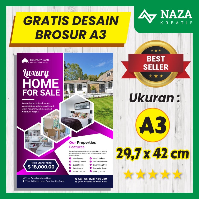 

Cetak Brosur A3 Free Desain Murah / Flyer / Leaflet / Pamflet, AP120 Digital Print