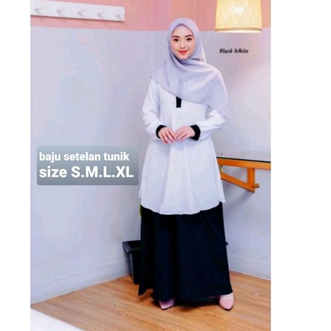 Langsung Beliii.. BAJU SERAGAM HITAM PUTIH {TUNIK & ROK } SETELAN PNS GAMIS SERAGAM KERJA