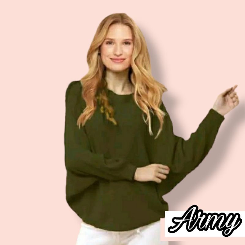 BATWING LASPERAL KNIT BLOUSE RAJUT POLOS OVERSIZE WANITA BAJU KALONG RAJUT WANITA BAJU RAJUT WANITA OUTER RAJUT WANITA ATASAN RAJUT WANITA TERLARIS TERLAKU TERMURAH TERBAIK COD KEKINIAN TRENDING VIRAL ISCO PUSAT GROSIR PRODUK RAJUT KNIT ONLINE TERBESAR-Hijau Army