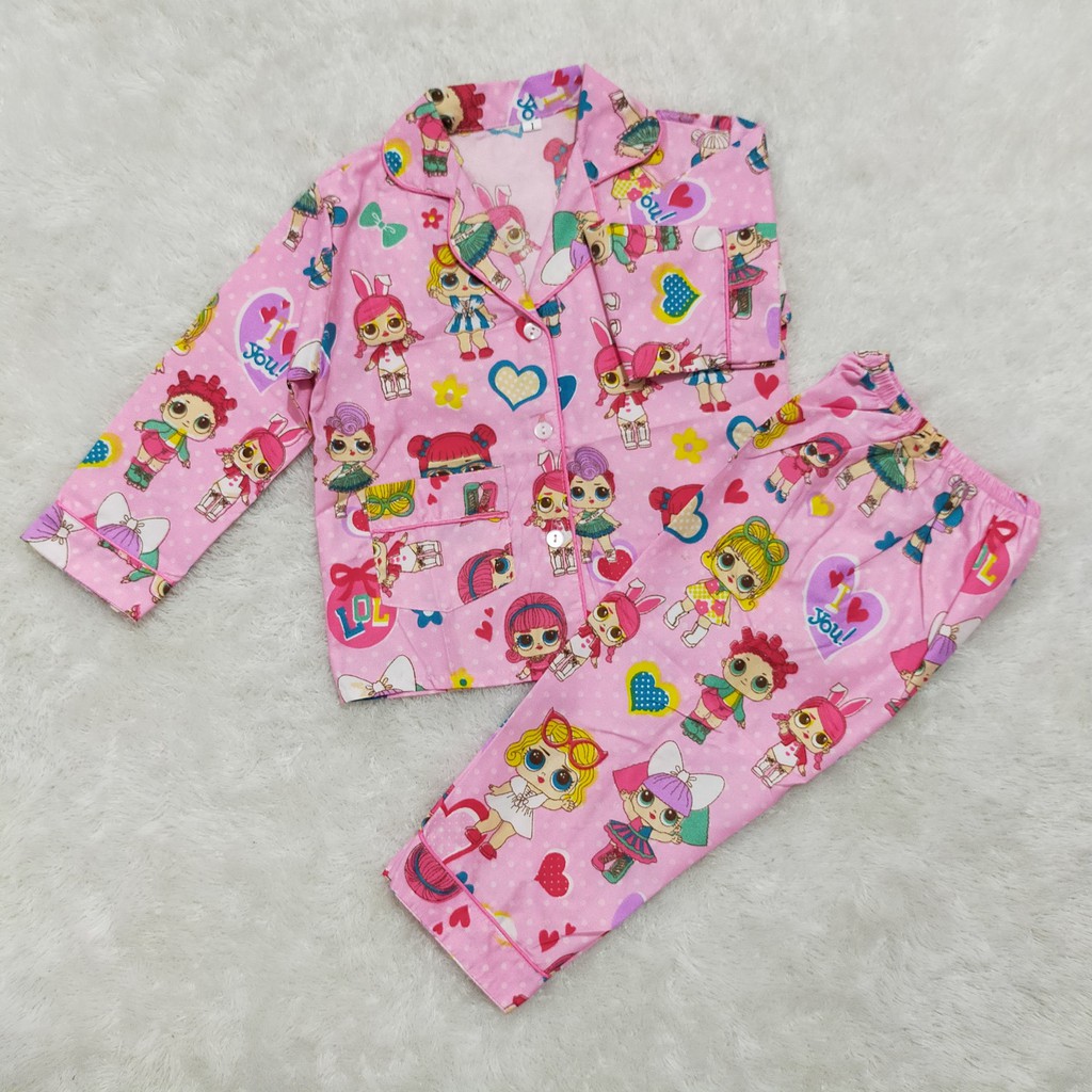 VeriFel Piyama Balita Cewek Katun Micro Impor Motif Kartun Karakter Promo Murah Setelan CP / PP Usia 1 th - 5 th-8