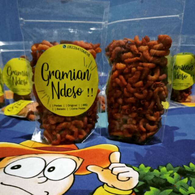

Gramian Ndeso !! Makroni pedas kemasan 50 gr dan 125 gr