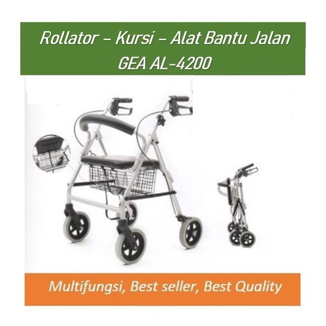 Walker Alat Bantu Jalan Lansia Kursi Rollator Roda GEA AL-4200