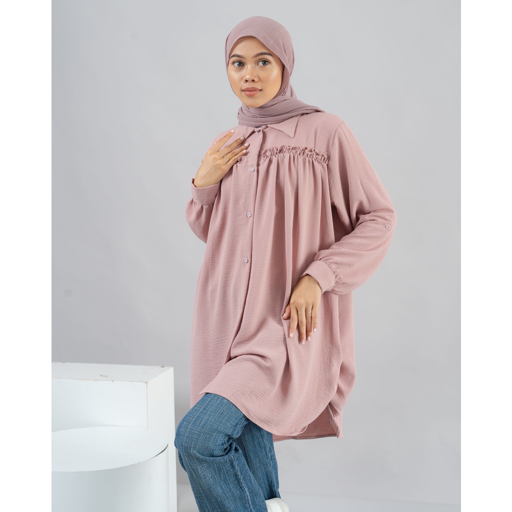 TUNIK KEMEJA KRINKLE AIRFLOW RANI LONG SHIRT PREMIUM SHIRT B571