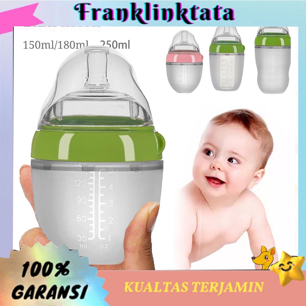 Franklinktata Newborn Baby Bottle Botol Susu Bayi untuk Balita dan Newborn Botol Silikon Bayi-Tidak mudah berubah bentuk