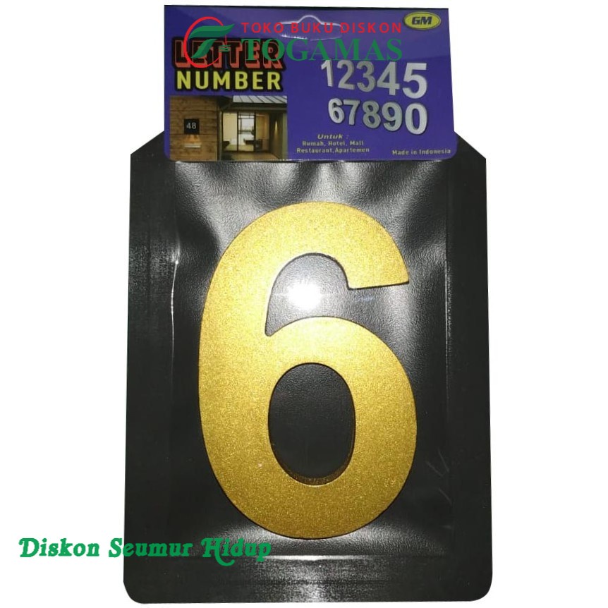 

GM LABEL ANGKA ACRYLIC NO 6 GOLD