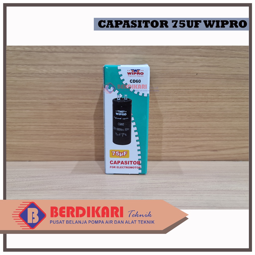 Kapasitor / Capasitor Bulat Electro Motor Listrik Dinamo Wipro 75UF