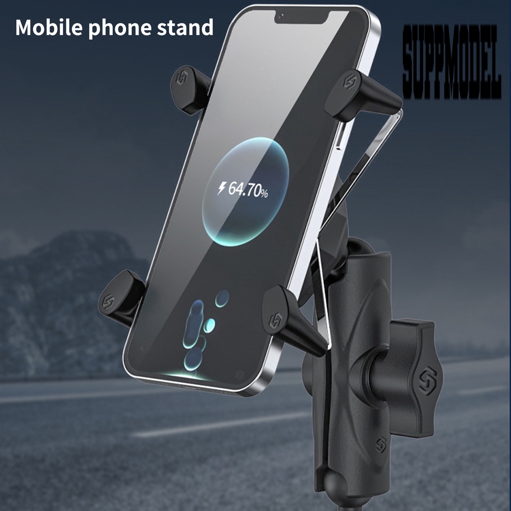 1 Set Bracket Holder Handphone Bentuk X 4 Cakar Rotasi 360 Derajat Bahan Aluminum Alloy Anti Air Untuk Motor