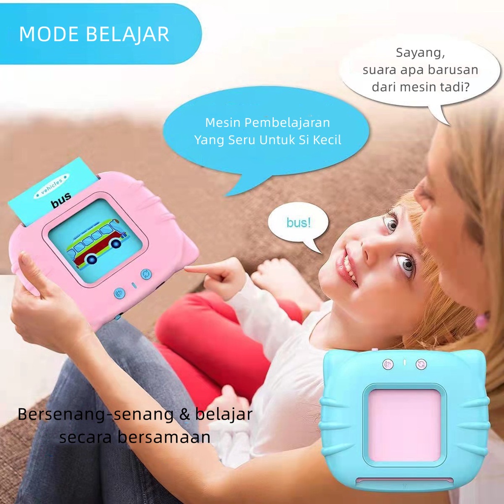 Early Education Bilingual Device Sound Flash Card Toy English  Mainan Flash Card Bersuara Alat Bantu Pengenalan Kosakata Bahasa Inggris English vocabulary recognition aid Flash card reader ZJ01