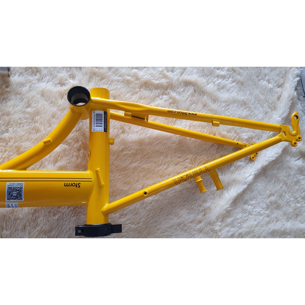 Frame Fork plus Handlepost Fnhon Storm V Brake 20 22 inch Warna KUNING Chromlly