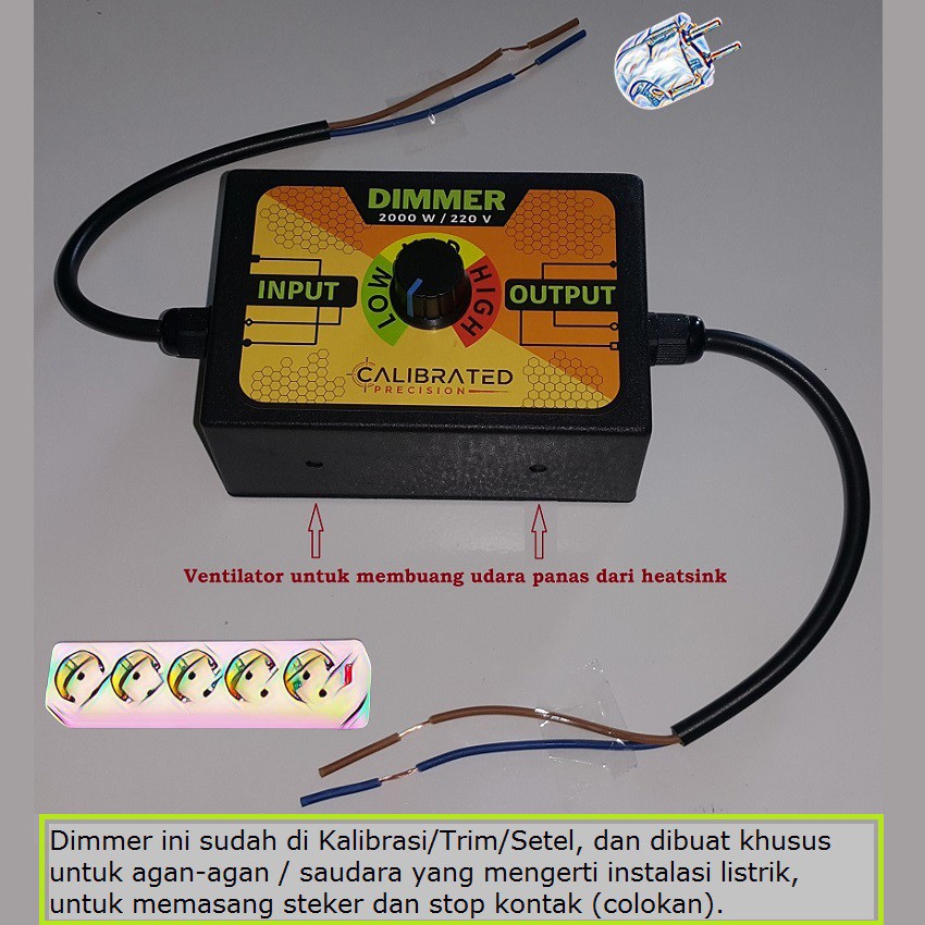 Dimmer AC 2000w Pengatur Kecepatan Gerinda Dinamo Listrik Pompa Air Kipas Angin Dimer Peredup Lampu