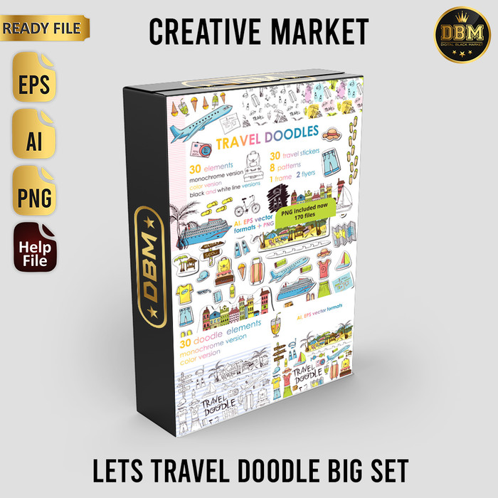 Lets Travel Doodle Big Set - Vector Designs