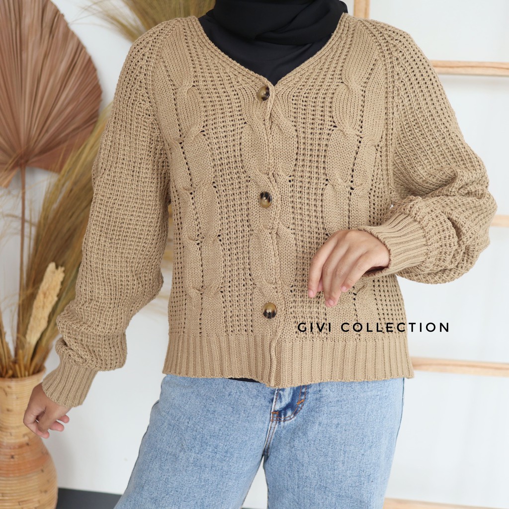 Cardigan crop cable | rajut Tebal | rajut wanita | cardigan crop Premium