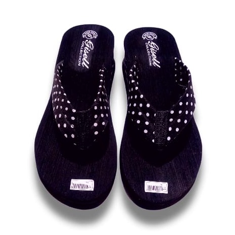 Sandal Wedges Wanita Dewasa Motif Polkadot Terbaru