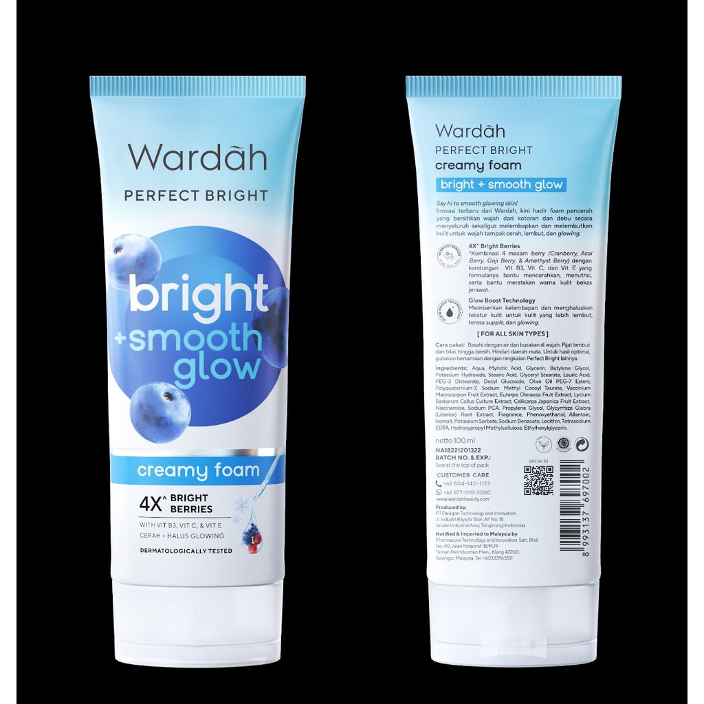 ❤️GROSIR❤️ KEMASAN BARU !!! Wardah Perfect Bright Creamy Foam Bright + Smooth Glow 100ml (BIRU)