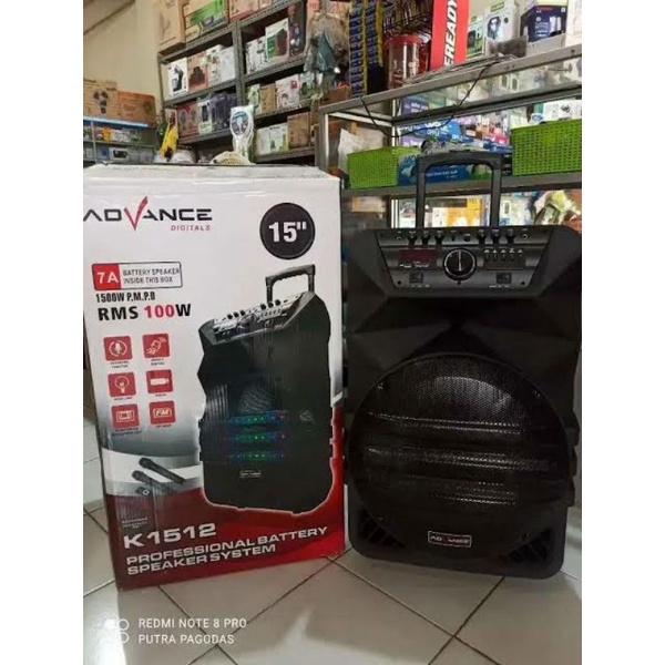 Advance K1512 Speaker Portable 15 inch 2 Mikrofon Wireless