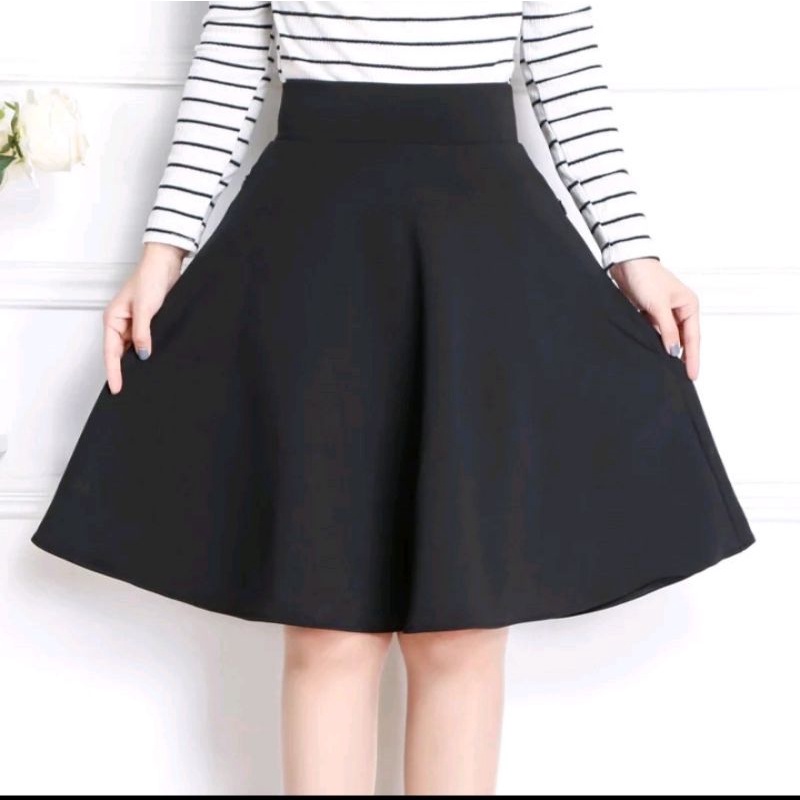 ROK MIDI FLARE SKIRT // ROK FLARE KOREA // ROK PENDEK POLOS