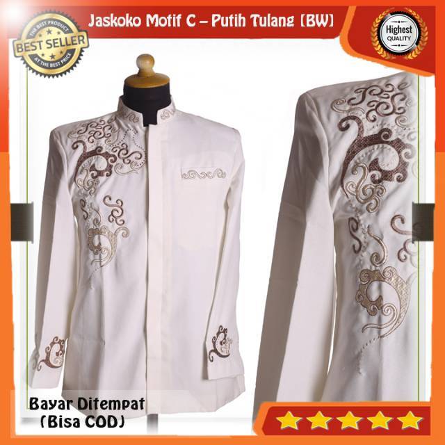 Jasko, Jaskoko Bordir Original Modern, Bahan Import Kualitas Terbaik, Kode C Putih Tulang