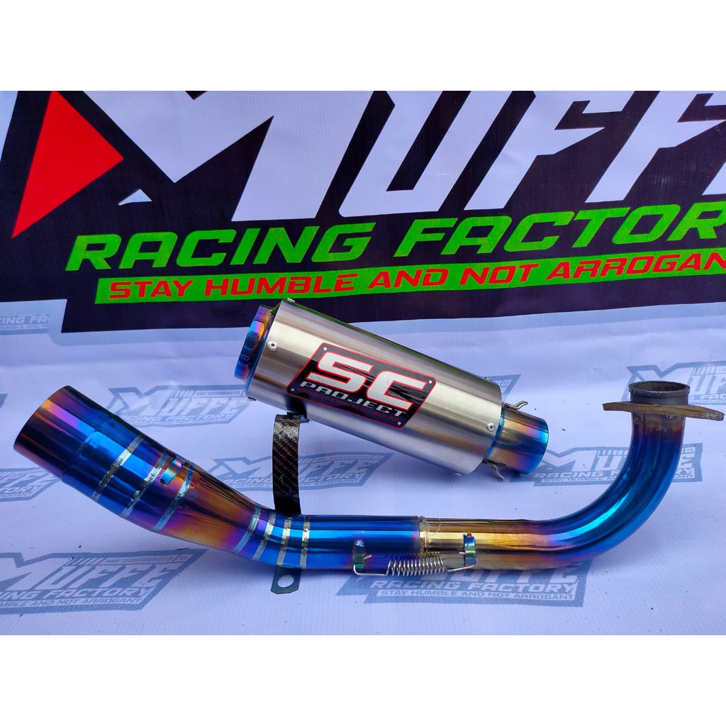 knalpot SC all motor matic leher bluemond