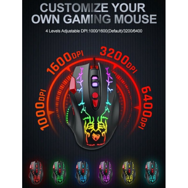 SKU-1250 MOUSE GAMING MACRO 8 TOMBOL T-WOLF G550 LED (RGB) TWOLF