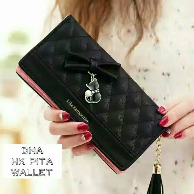 Dompet panjang wanita/dompet Jait gantungan kucing/dompet lipat/ dompet hp dan uang bisa buat kartu