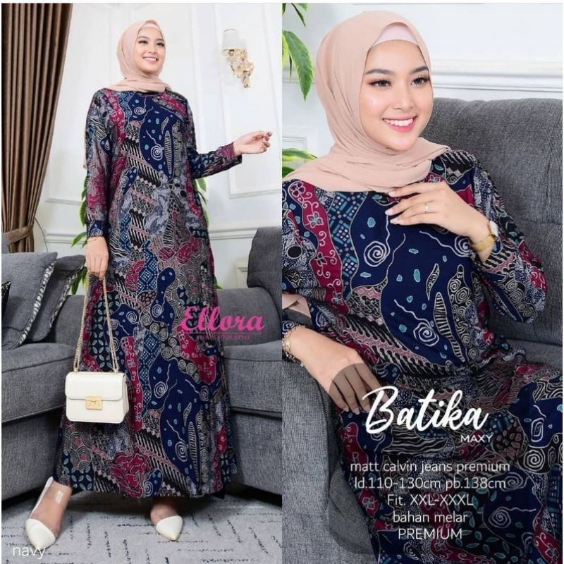 BATIKA Maxy / Kaila Dress - Gamis Calvin jeans Terbaru LD100-110 XL- 4L / Calvin Jeans Batik / R.22 - 023-5390 / R.27 - 022-5340