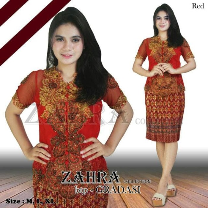 Stelan Kebaya Payet Bordir Melati Red.