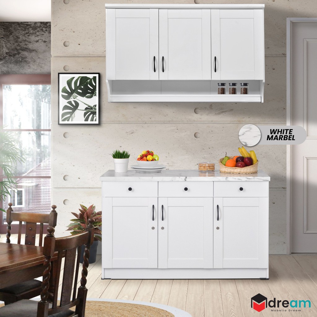 Jual Kitchen Set Atas Bawah 2 Dan 3 Pintu Scandinavian Minimalis Elegan Indonesia Shopee Indonesia