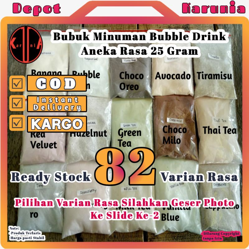 Bubuk Minuman Rasa 25gr Serbuk Minuman Kekinian Aneka Rasa Terlaris Depot Karunia