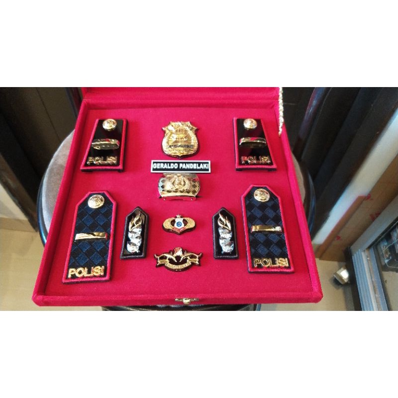 (COD) SATU SET PANGKAT PDH IPDA LIST MERAH,PDU IPDA LIST MERAH +BOX MIKA - EXCLUSIVE