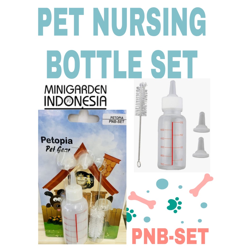 BOTOL SUSU ANJING KUCING PNB SET 60ML dot susu hewan pet nursing bottle set sikat botol