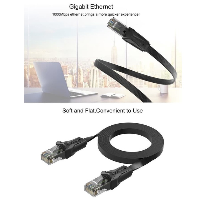 Vention [IBA 1M] Kabel Lan RJ45 Cat6 Cat.6 Flat Gigabit UTP