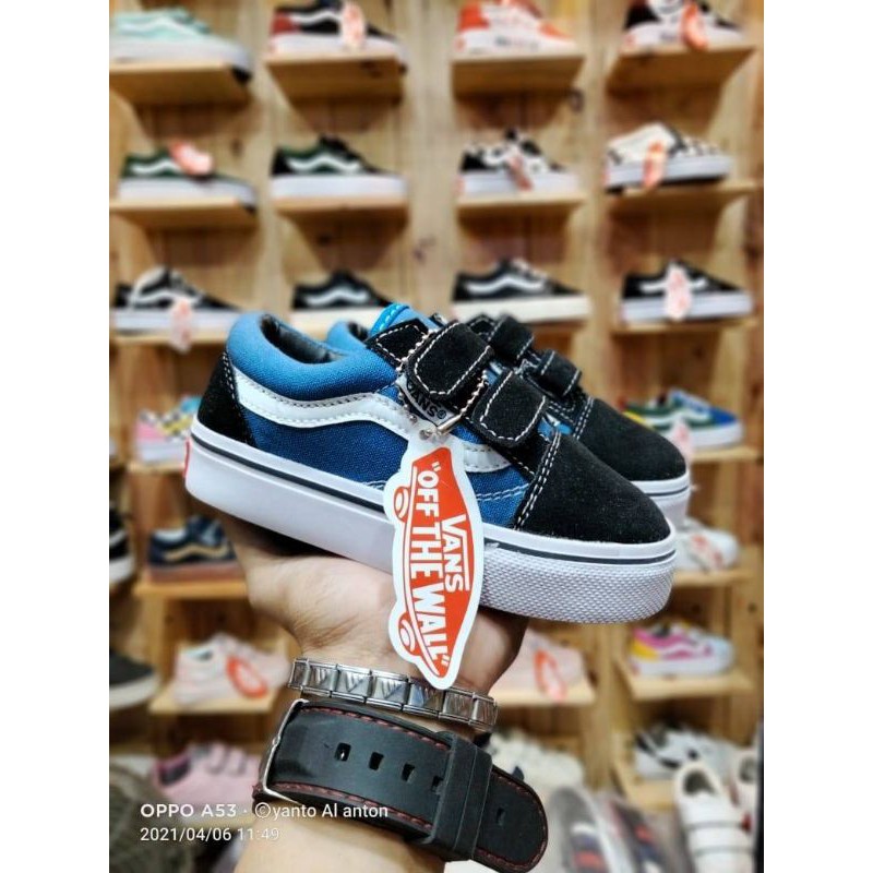 Sepatu Anak Vans Oldskool Kids Real Pict Blue Black Size 20 - 35