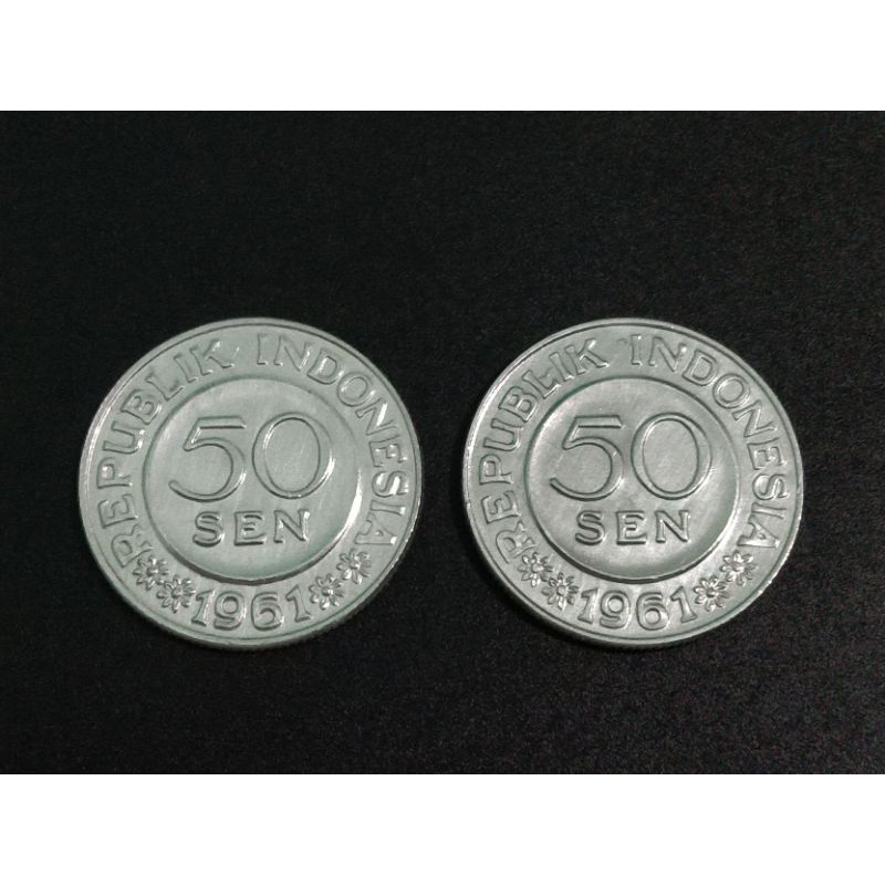 Koin 1 Rupiah Kombinasi Koin 50 sen (50 sen + 50 sen = 1)